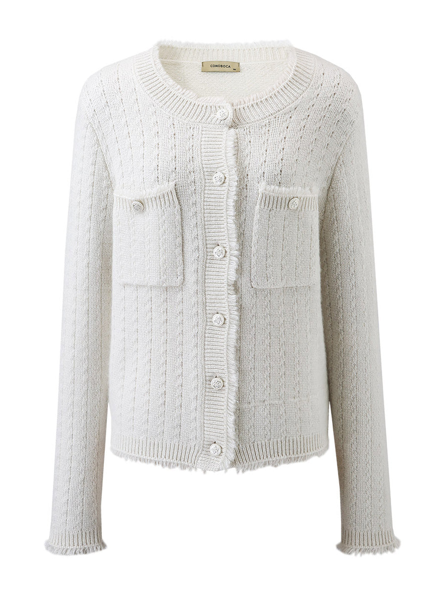 COMOBOCA 100% Cashmere Women's Knit Button Down Cardigan