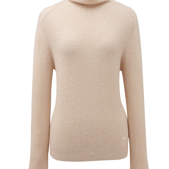 COMOBOCA BEIGE 100% Cashmere Women's Turtleneck Knit Sweater