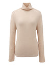 COMOBOCA BEIGE 100% Cashmere Women's Turtleneck Knit Sweater
