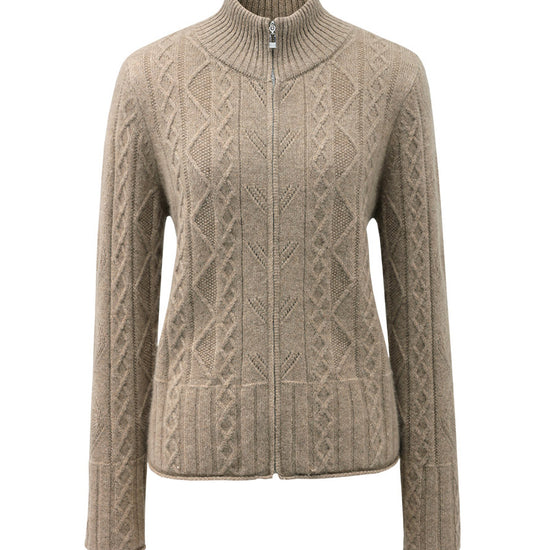 COMOBOCA 100% Cashmere Women's Knit Zip Up Cardigan Sweater