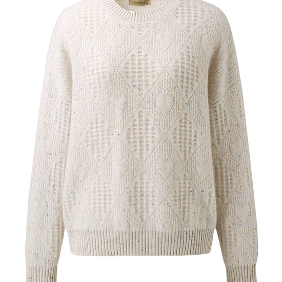 COMOBOCA 100% Cashmere Women's Openwork Knit Round Neck Sweater