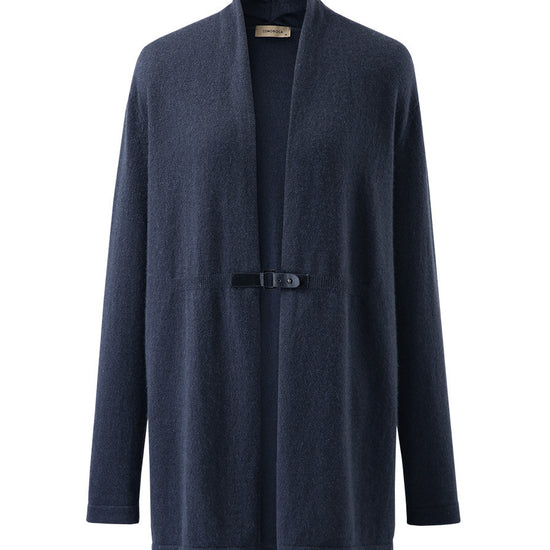 COMOBOCA 100% Cashmere Women's Leather Buckle Knit Coat