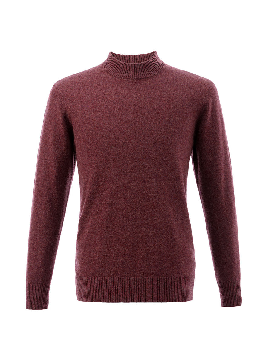 COMOBOCA 100% Cashmere Men's Mock Neck Knit Sweater