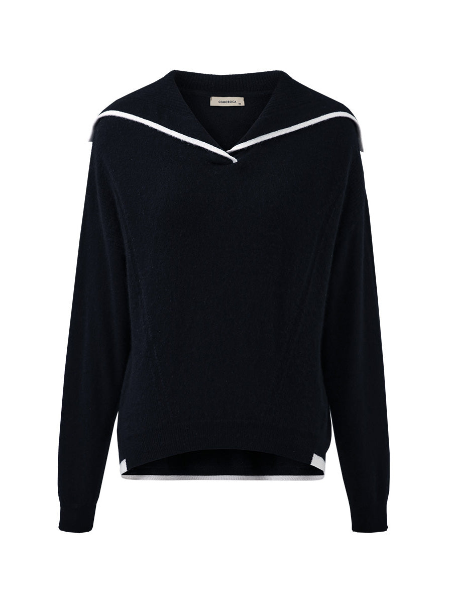 100% Cashmere Women's Sailor Collar Sweater – COMOBOCA
