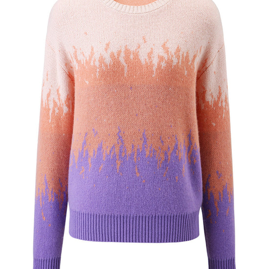 COMOBOCA 100% Cashmere Women's Ombre Gradient Color Knit Sweater