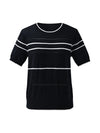 COMOBOCA Women's Relaxed Fit Striped Knit T-Shirt