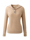 COMOBOCA 100% Cashmere Women's Cable Sailor Collar Sweater