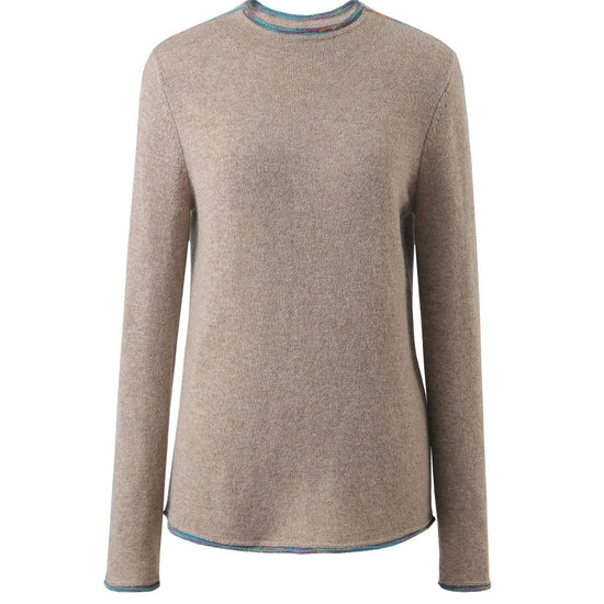 COMOBOCA 100% Cashmere Women's Sweater with Built-in Collar