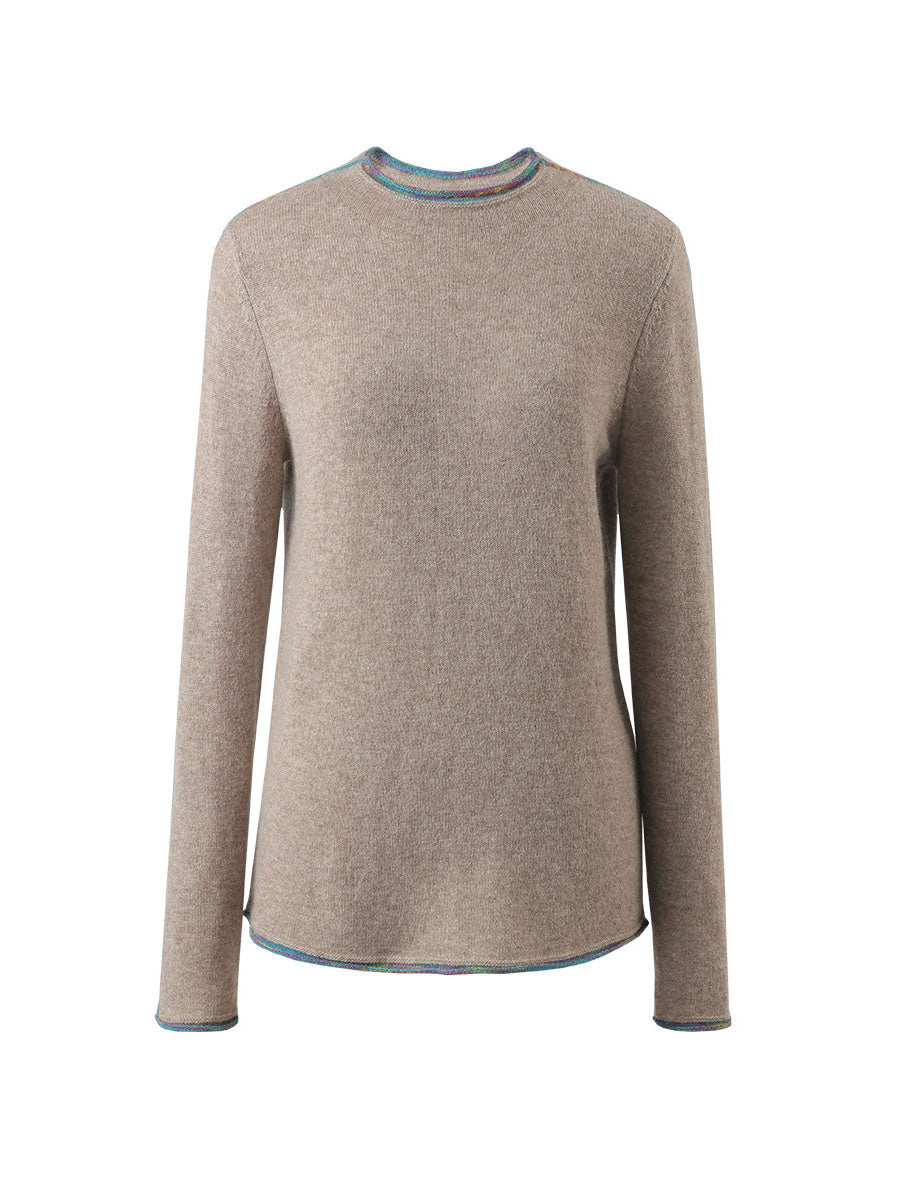 COMOBOCA 100% Cashmere Women's Sweater with Built-in Collar