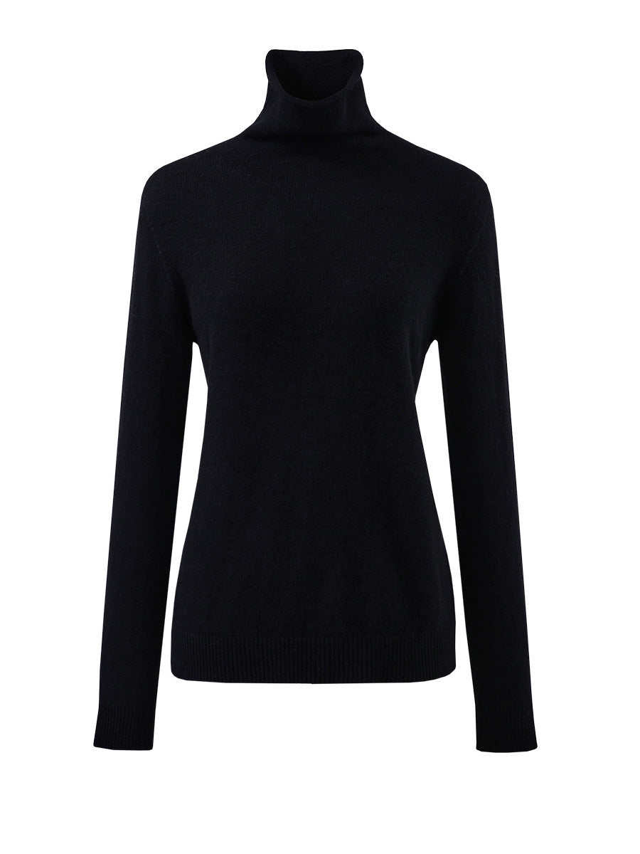 COMOBOCA 100% Wool Women's Ribbed Turtleneck Sweater