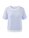 COMOBOCA Women's Geometric Monogram Intarsia Knit T-Shirt