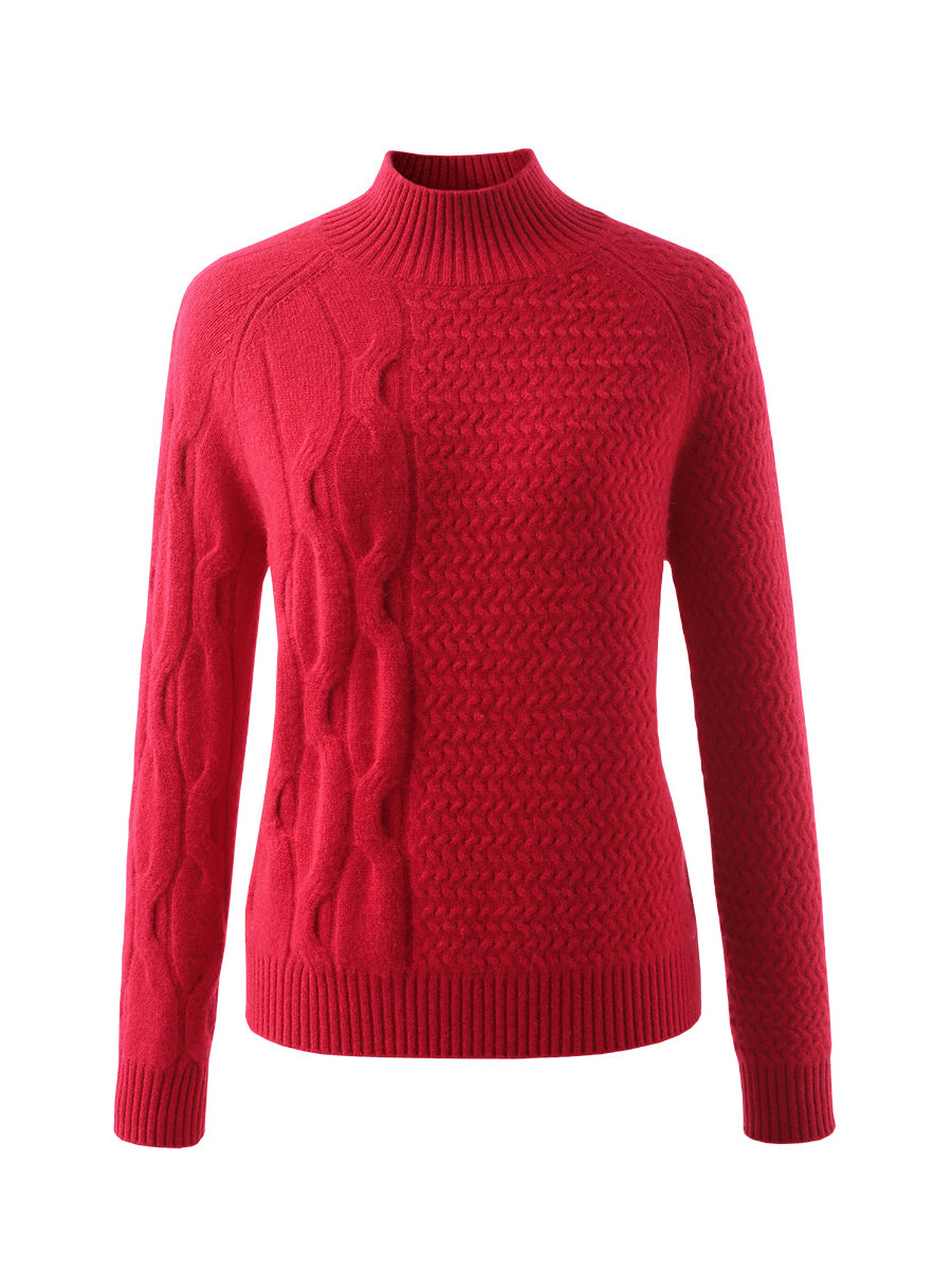 COMOBOCA 100% Cashmere Women's Mock Neck Knit Sweater