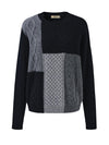 COMOBOCA 100% Cashmere Women's Patchwork Cable Knit Sweater
