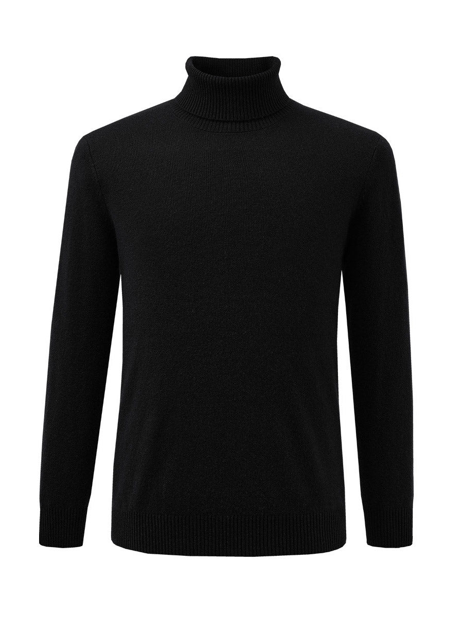 COMOBOCA 100% Cashmere Men's Ribbed Turtleneck Sweater