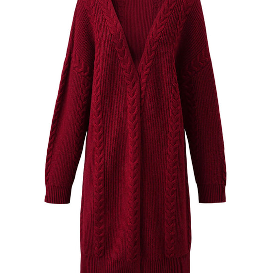 COMOBOCA 100% Wool Women's Cozy Cable Knit Long Coat