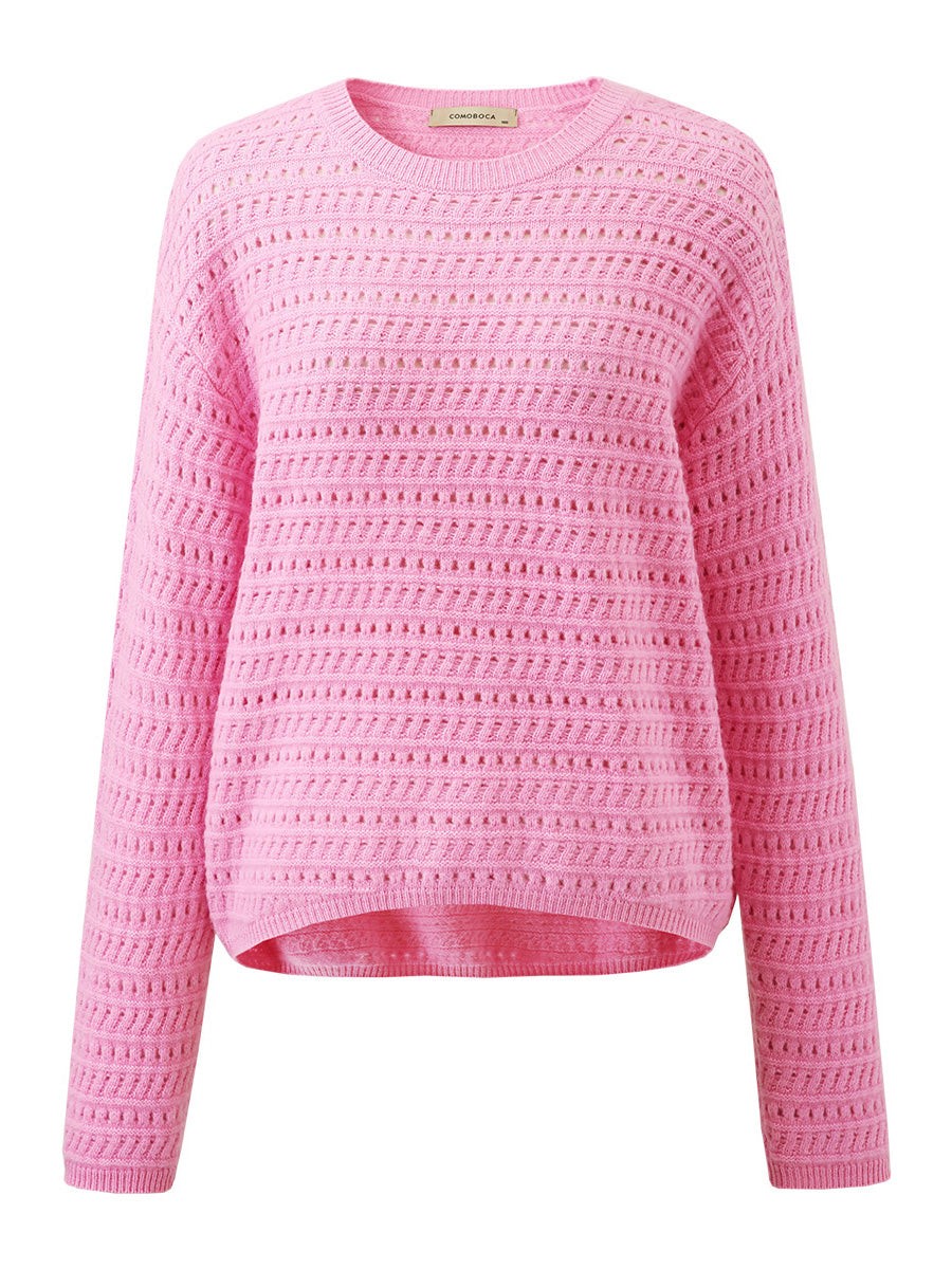 COMOBOCA 100% Wool Women's Soft Knit Lace Sweater