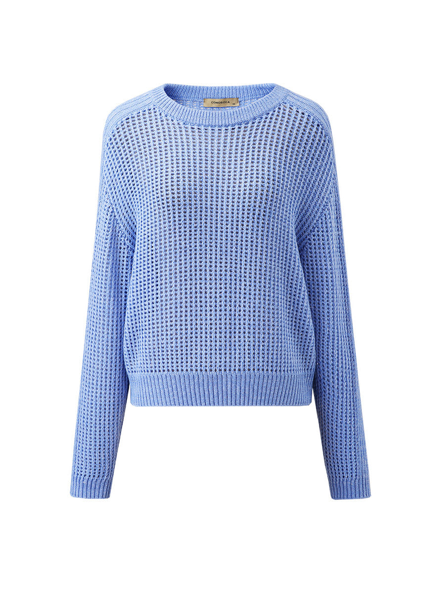 COMOBOCA 100% Wool Women's Ribbed Knit Sweater