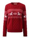 COMOBOCA 100% Cashmere Women's Cozy Reindeer Fair Isle Knit Sweater