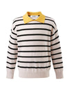 COMOBOCA 100% Wool Kids' Striped Collar Sweater