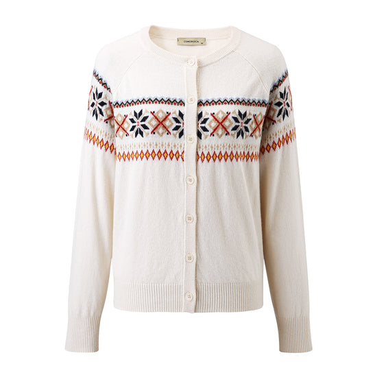 COMOBOCA 100% Cashmere Cozy Nordic Inspired Cardigan