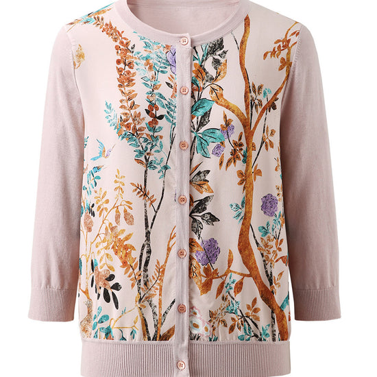COMOBOCA Women's Floral Patterned Button-Down Cardigan