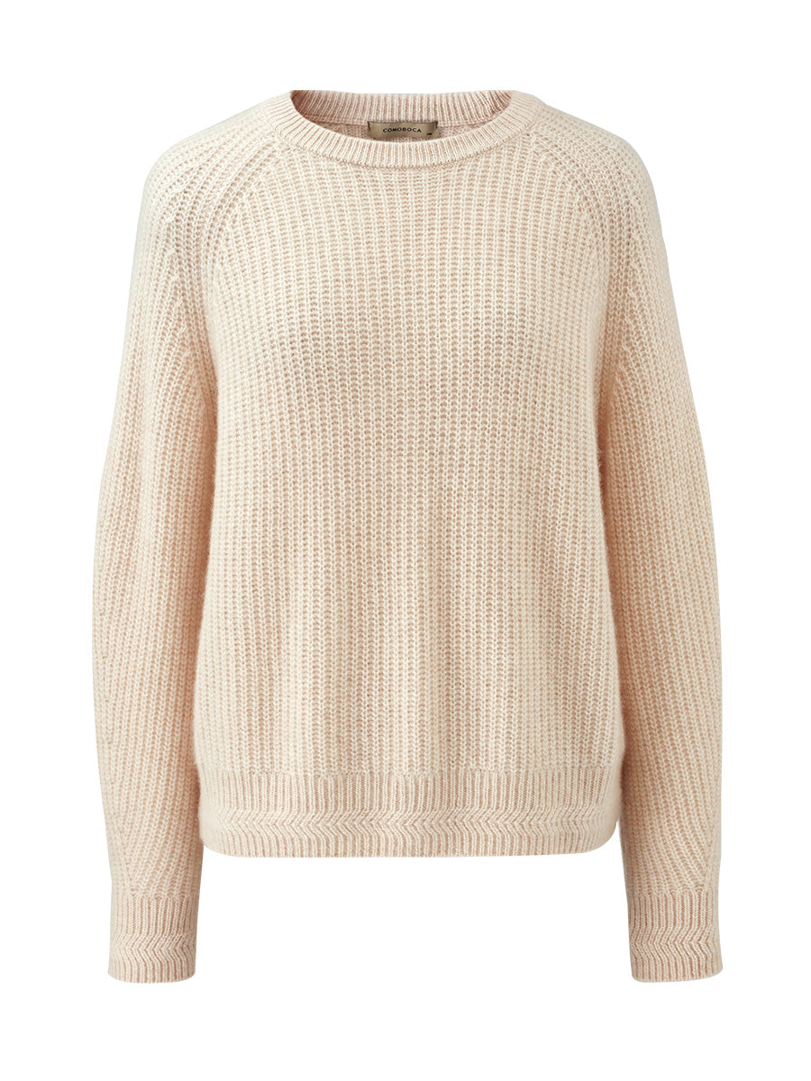 COMOBOCA 100% Cashmere Women's Ribbed Round Neck Sweater