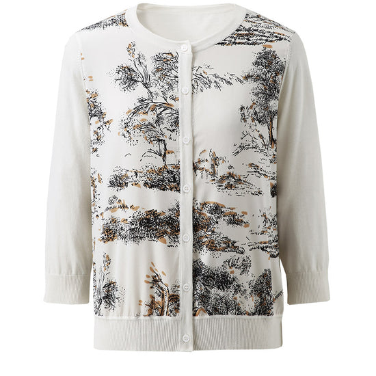 COMOBOCA Women's Floral Patterned Button-Down Cardigan