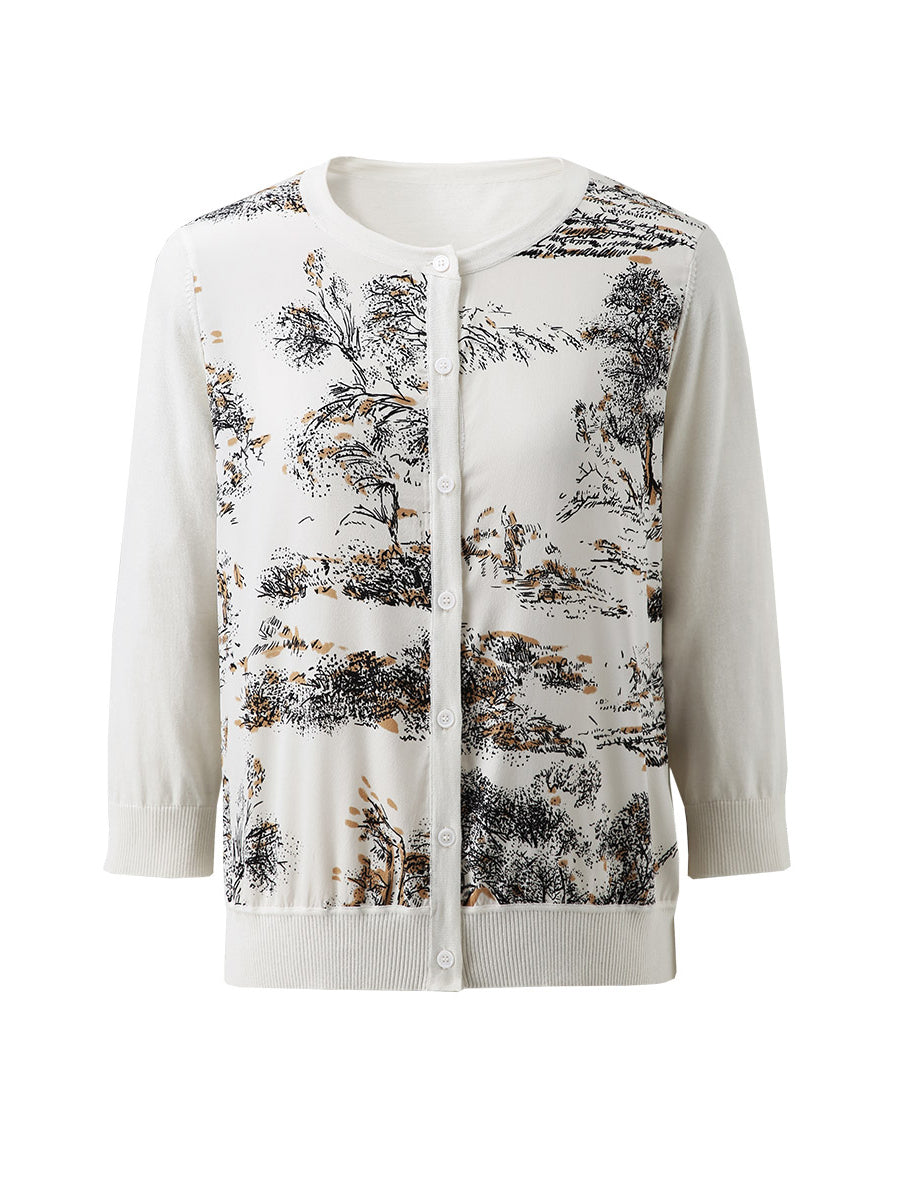 COMOBOCA Women's Floral Patterned Button-Down Cardigan