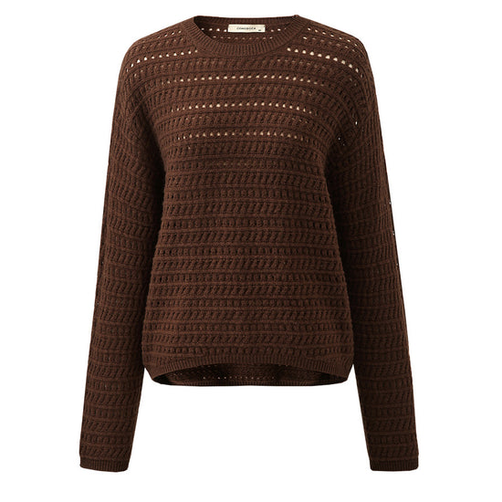 COMOBOCA 100% Wool Women's Soft Knit Lace Sweater