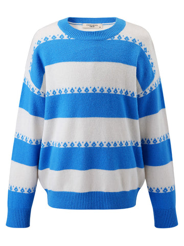 COMOBOCA 100% Wool Kids' Striped Nordic Pattern Knit Sweater