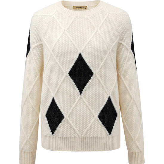 COMOBOCA 100% Cashmere Women's Sweater with Gold&Silver Threads