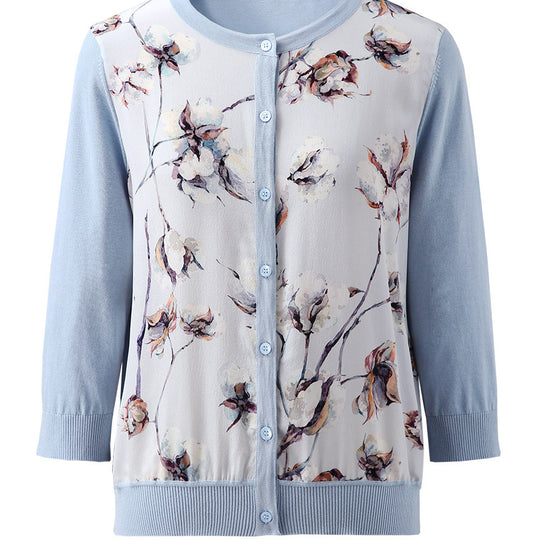 COMOBOCA Women's Floral Patterned Button-Down Cardigan