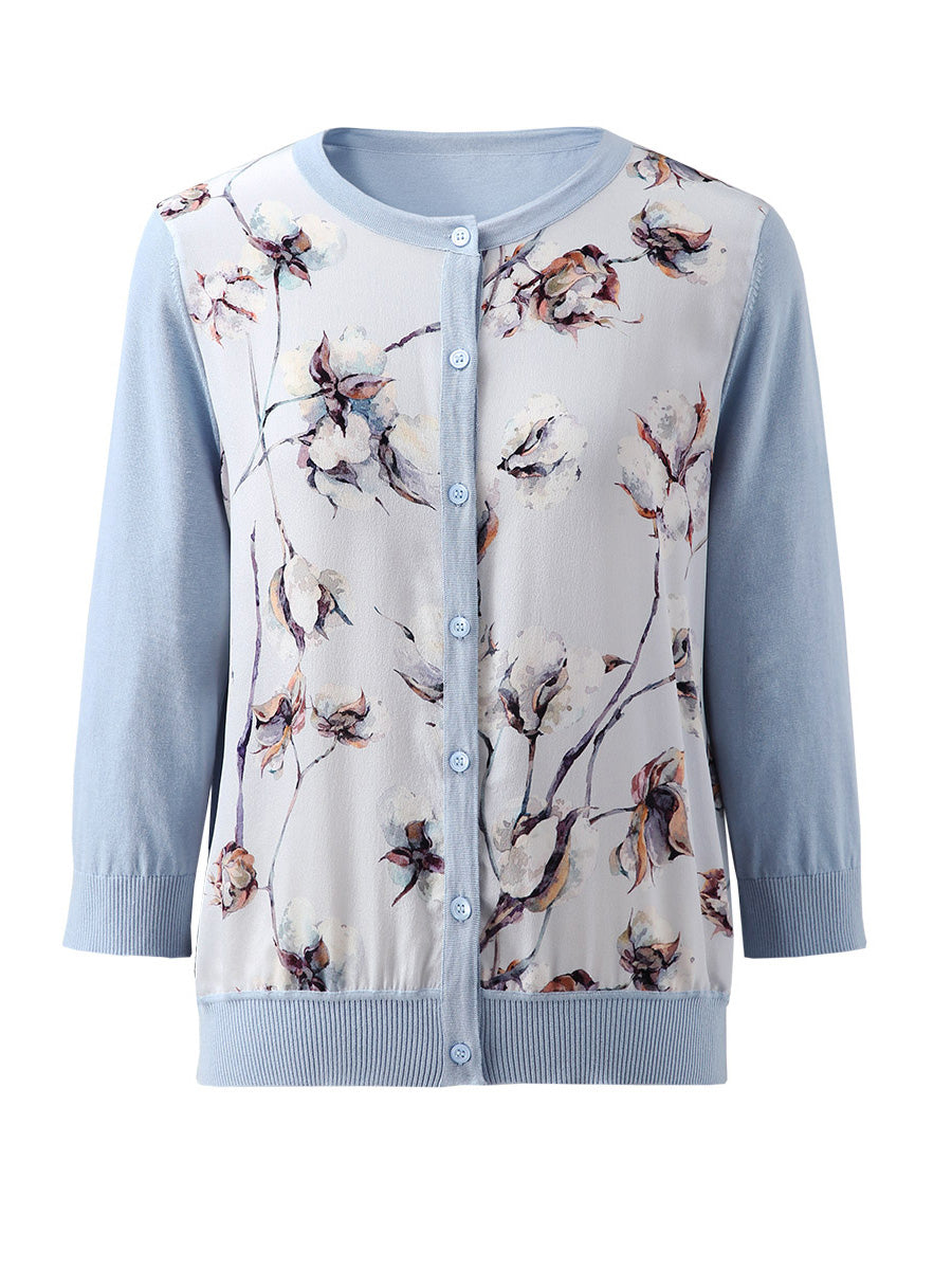 COMOBOCA Women's Floral Patterned Button-Down Cardigan