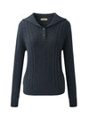 COMOBOCA 100% Cashmere Women's Cable Sailor Collar Sweater