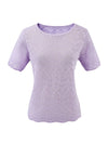 COMOBOCA Women's Sheer Floral Lace Knit T-Shirt