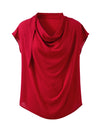 COMOBOCA 100% Mulberry Silk Women's Draped Cowl Neck Blouse