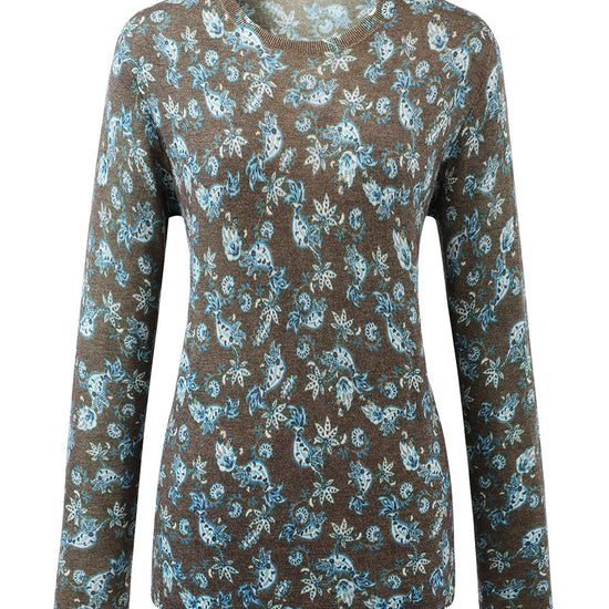 COMOBOCA Women's Paisley Floral Print Knit Sweater