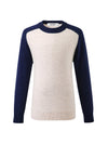 COMOBOCA 100% Wool Kids' Round Neck Color Block Sweater