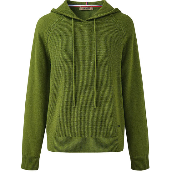 COMOBOCA 100% Wool Women's Ribbed Hem Adjustable Hoodie