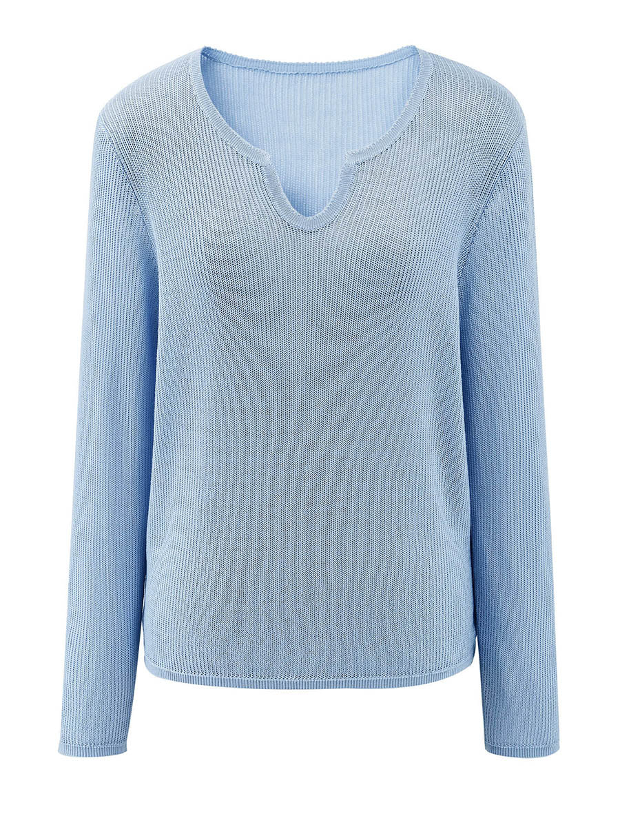 COMOBOCA Women's Split V-Neck Knit Sweater
