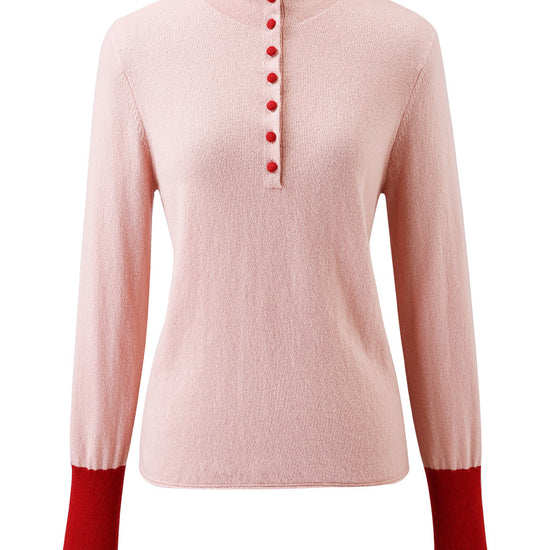 COMOBOCA 100% Cashmere Women's Button Down Contrast Cuff Knit Sweater