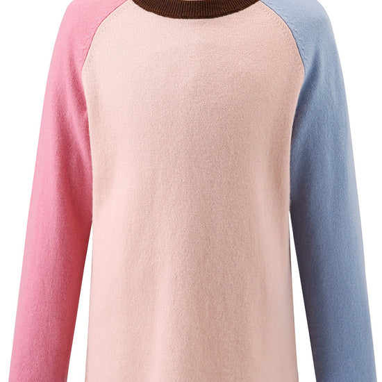 COMOBOCA Pink 100% Wool Kid's Casual Colorblock Knit Sweater