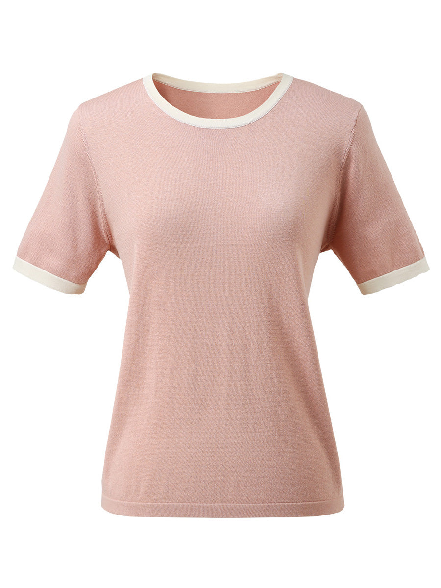 COMOBOCA Women's Retro Ringer Cotton Silk T-Shirt