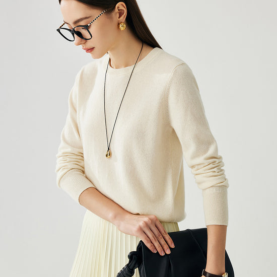 COMOBOCA 100% Cashmere Women's Round Neck Sweater