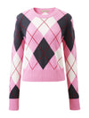COMOBOCA 100% Wool Women's Argyle Pattern Knit Sweater