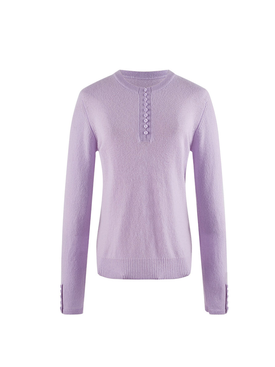 COMOBOCA 100% Cashmere Women's Round Neck Knit Sweater