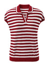 COMOBOCA Women's Striped Polo Knit T-Shirt