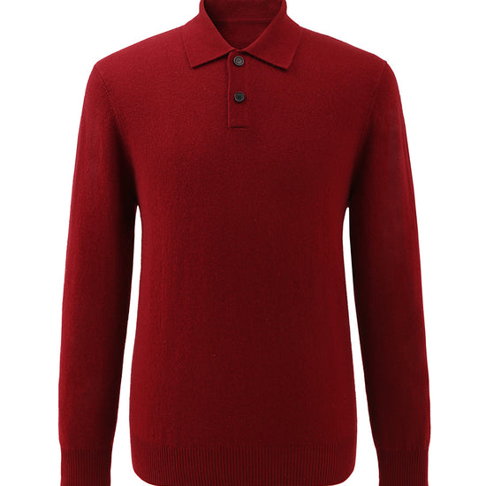 COMOBOCA 100% Cashmere Men's Knit Polo Pullover Sweater