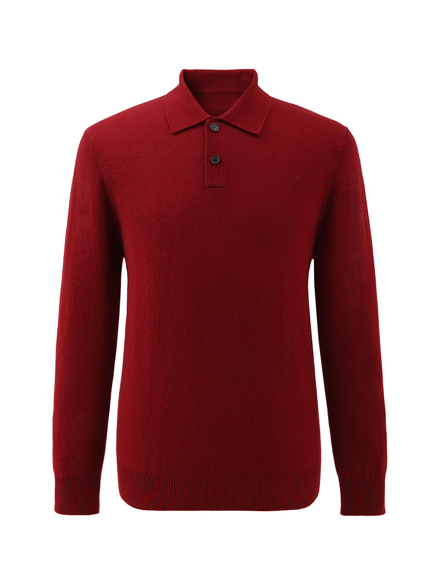 COMOBOCA 100% Cashmere Men's Knit Polo Pullover Sweater