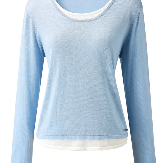 COMOBOCA Women's Layered Round Neck Knit Sweater